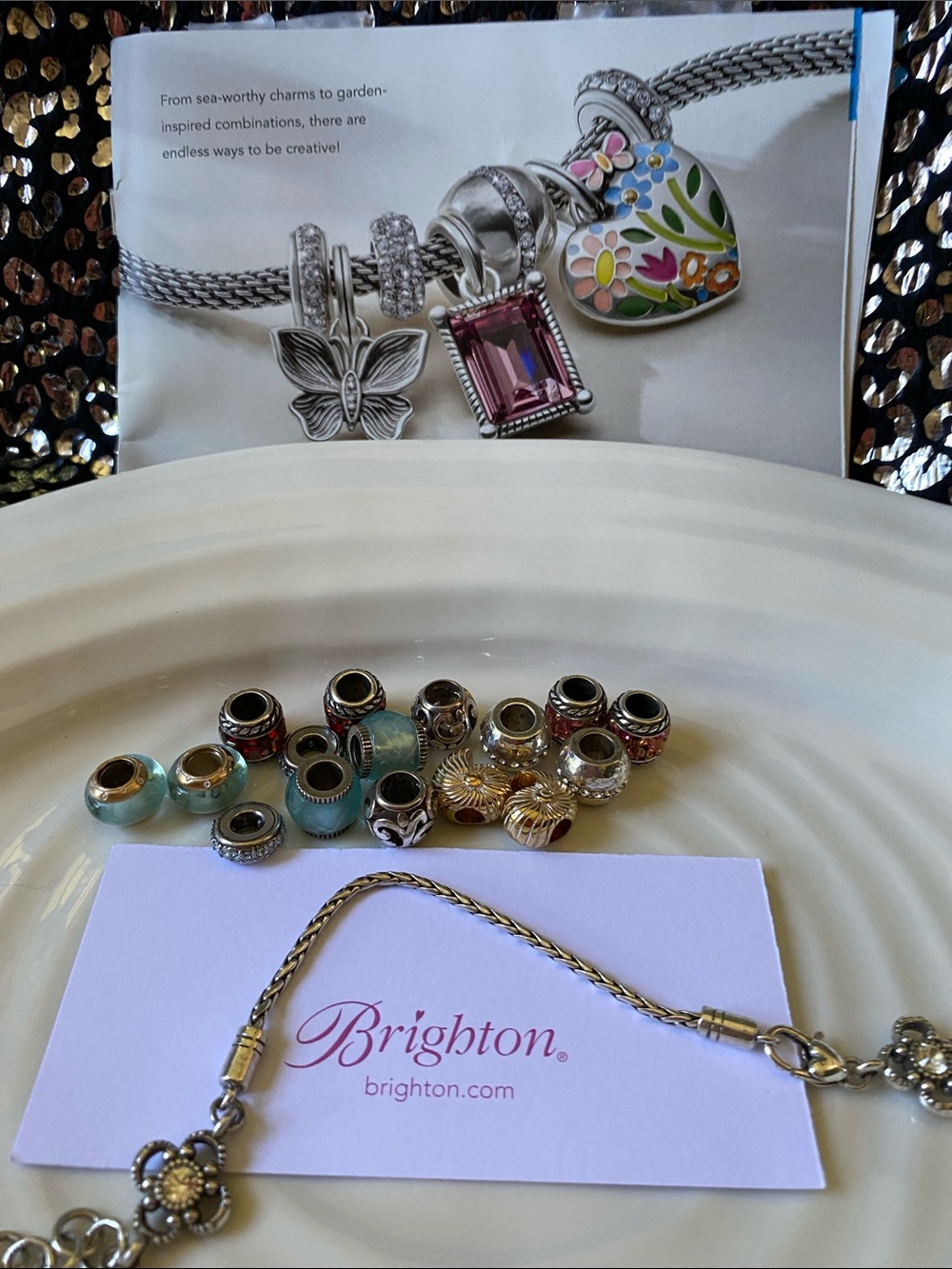 Brighton Silver & Crystal studded beads two for $25